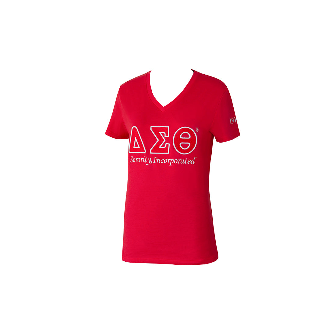 Delta Sigma Theta ΔΣΘ Luxury Embroidered T-Shirt With 1913 Sleeve