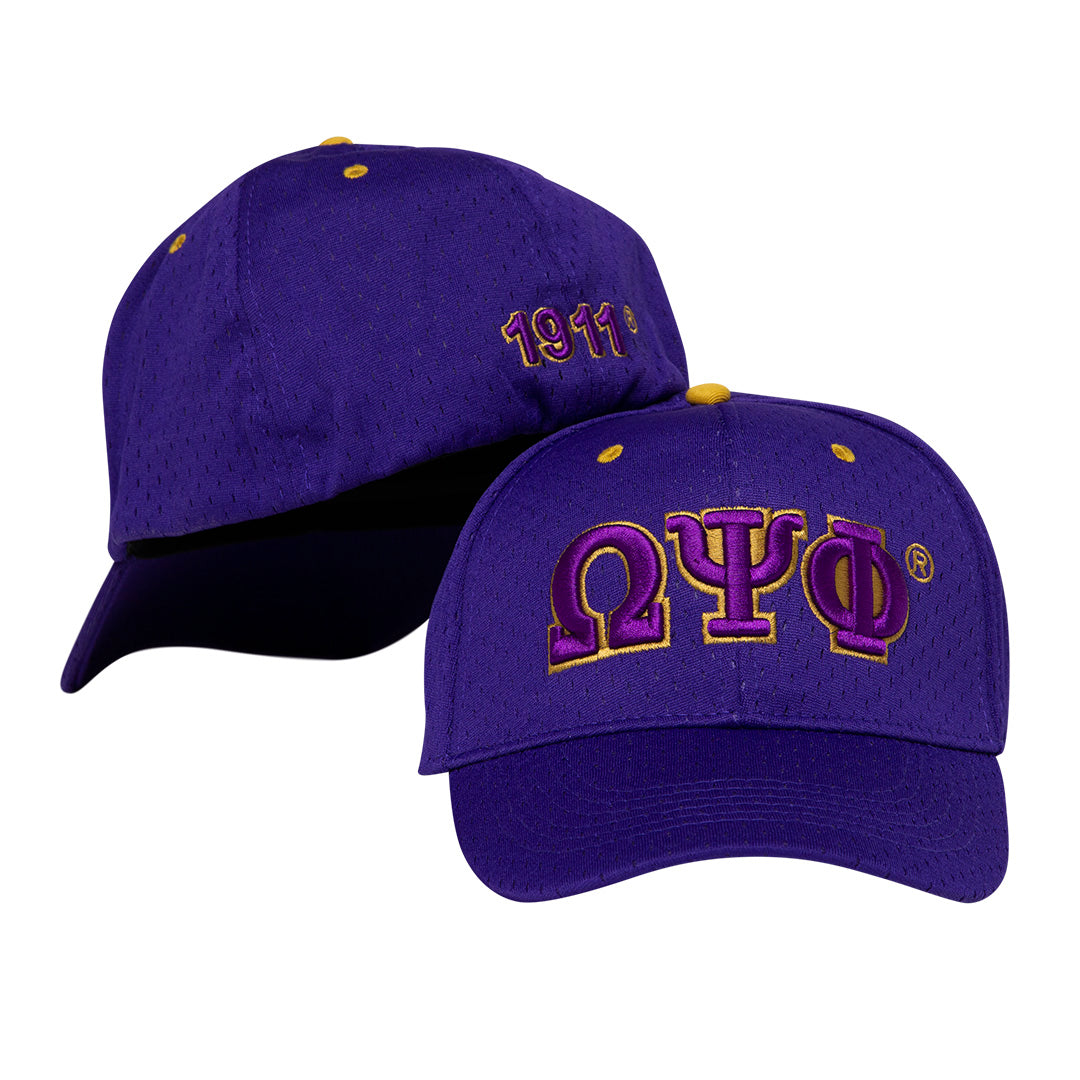 Omega Psi Phi ΩΨΦ Greek Letters Mesh Flex Fit Embroidered Hat