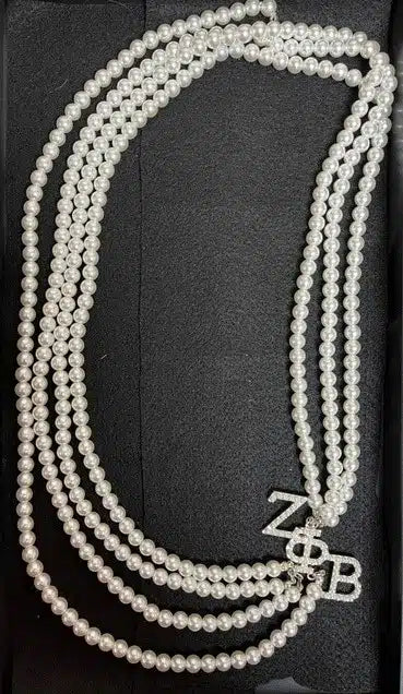 Zeta Phi Beta 4 Strand Pearl Necklace