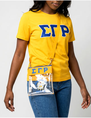 Sigma Gamma Rho Greek Letters Clear Crossbody Bag Gold (Copy)