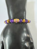 Omega Psi Phi Natural Stone And Golden Bead Bracelet Purple and Gold