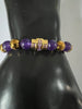 Omega Psi Phi Natural Stone And Golden Bead Bracelet Purple and Gold