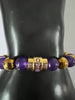 Omega Psi Phi Natural Stone And Golden Bead Bracelet Purple and Gold