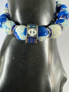 Zeta Phi Beta ZPB Blue & White Sodalite Beads Elastic Bracelet
