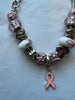 Breast Cancer Awareness Bling Ribbon Charm Bracelet