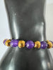 Omega Psi Phi Natural Stone And Golden Bead Bracelet Purple and Gold