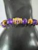 Omega Psi Phi Natural Stone And Golden Bead Bracelet Purple and Gold