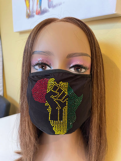 Africa Bling Rhinestone Face Mask