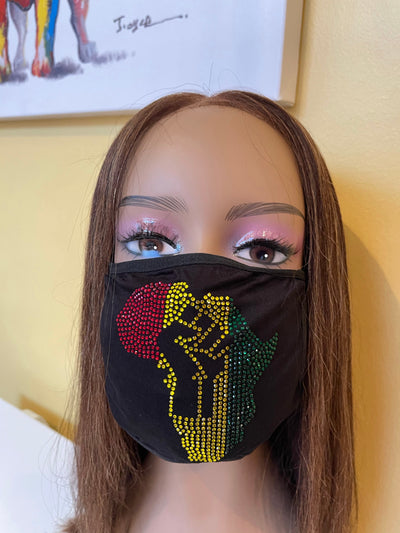 Africa Bling Rhinestone Face Mask