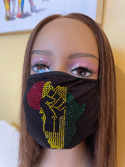Africa Bling Rhinestone Face Mask