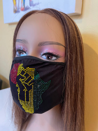 Africa Bling Rhinestone Face Mask