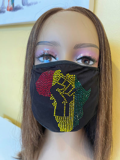 Africa Bling Rhinestone Face Mask