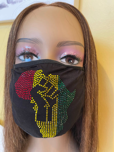 Africa Bling Rhinestone Face Mask
