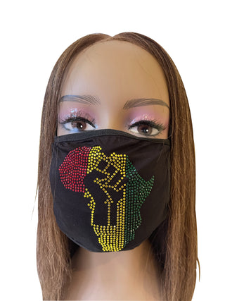 Africa Bling Rhinestone Face Mask