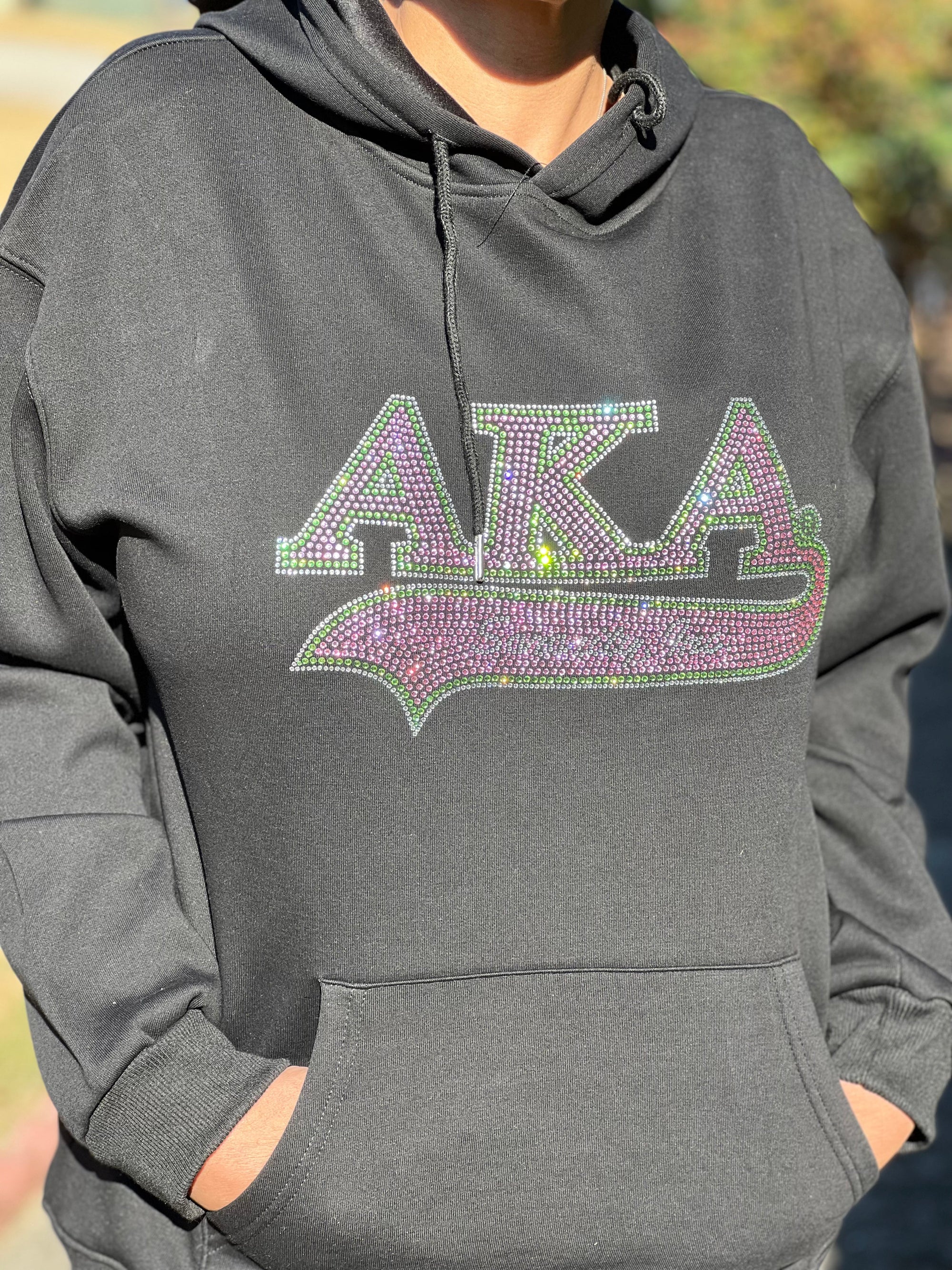 Alpha Kappa Alpha 1908 Bling Rhinestone Hoodie Rhinestone Bling D9 Greeks