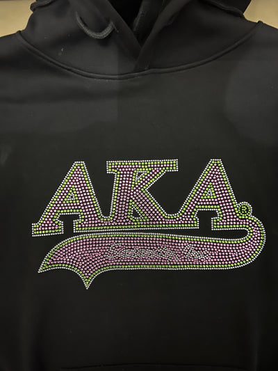 Alpha Kappa Alpha Rhinestone Bling Velour Lined Hoodie