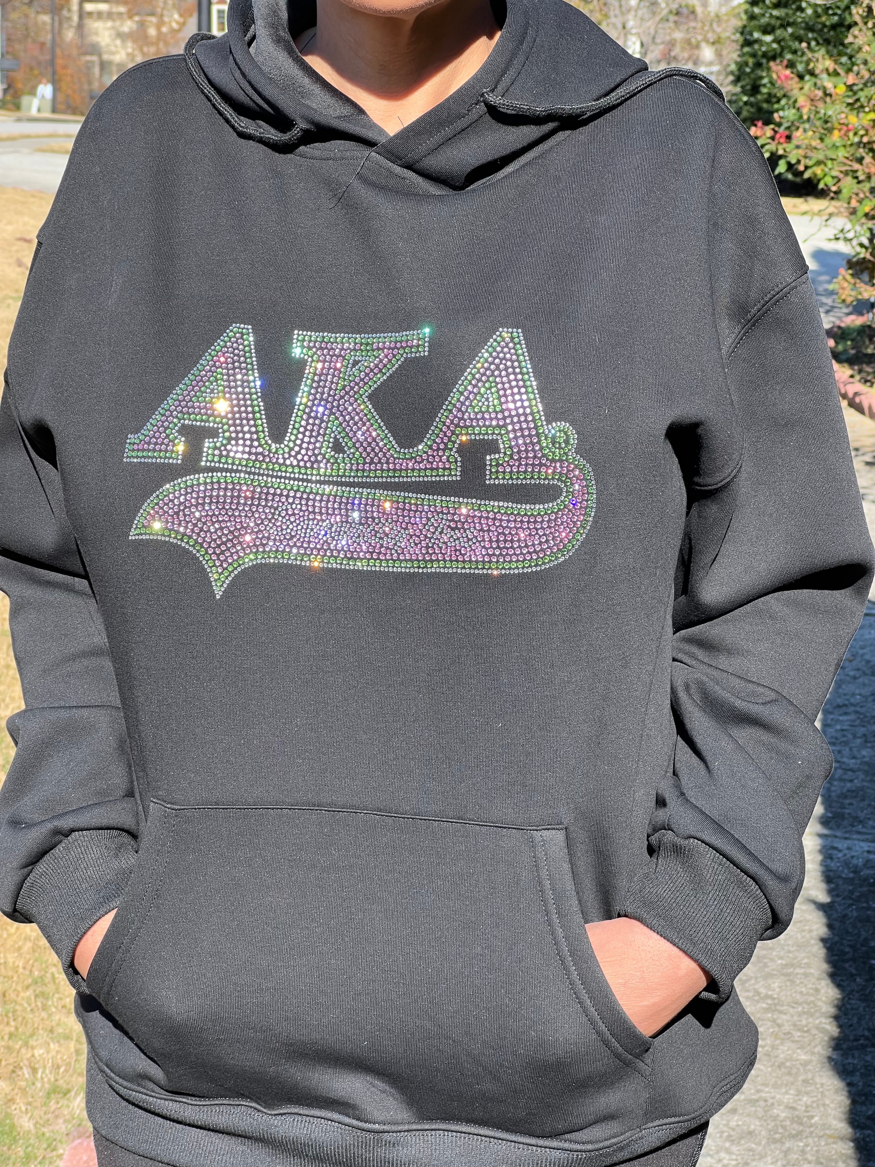 Alpha Kappa Alpha Rhinestone Bling Velour Lined Hoodie – D9 Greeks