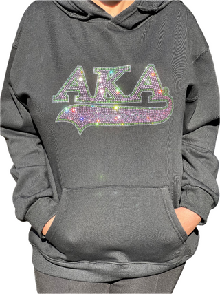 Alpha Kappa Alpha Rhinestone Bling Velour Lined Hoodie