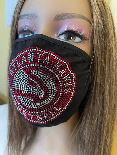 Atlanta Hawks Rhinestone Bling Face Mask Washable