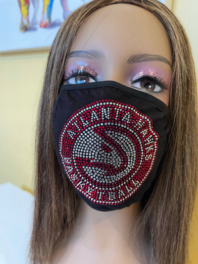 Atlanta Hawks Rhinestone Bling Face Mask Washable