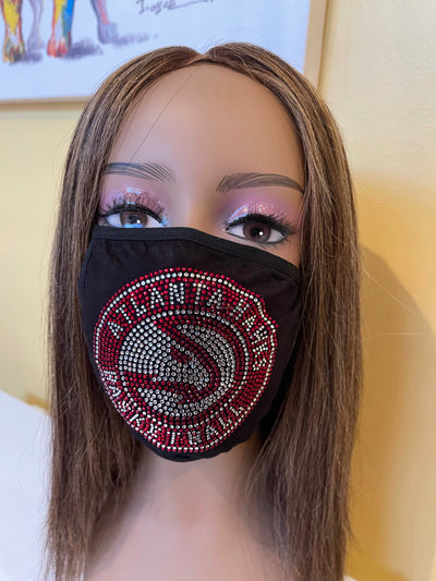 Atlanta Hawks Rhinestone Bling Face Mask Washable
