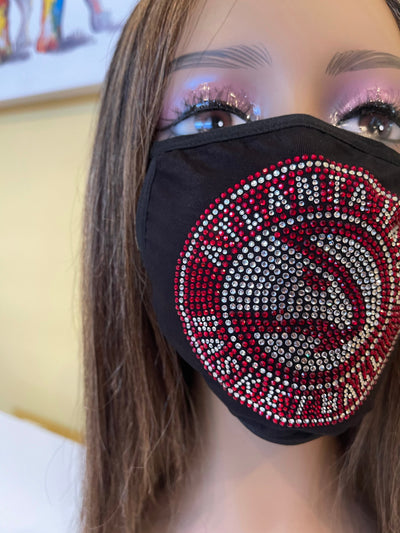 Atlanta Hawks Rhinestone Bling Face Mask Washable
