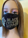 Black Lives Matter Mask with Fist AB Color Crystals Front Logo