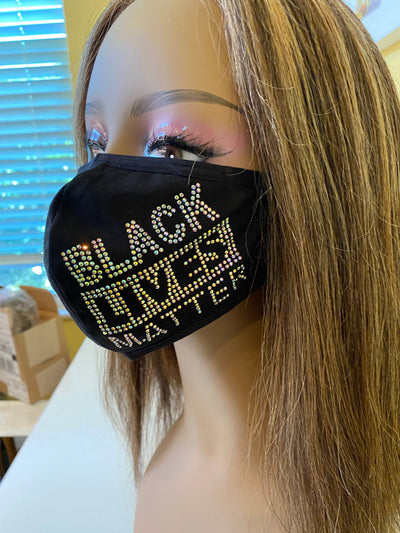 Black Lives Matter Mask with Fist Crystal Clear