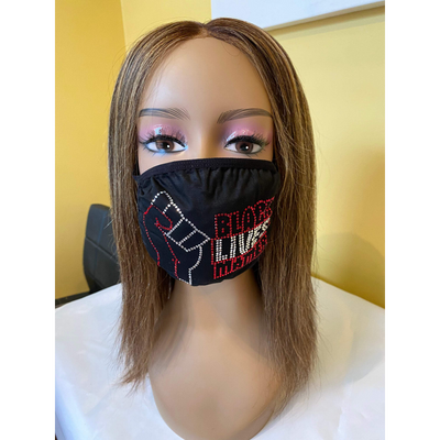 Black Lives Matter Red Rhinestone Bling Face Mask
