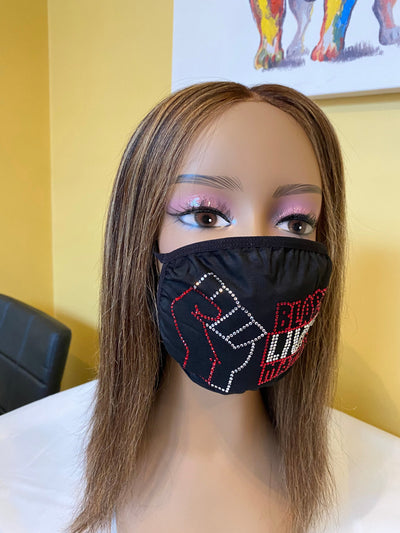 Black Lives Matter Red Rhinestone Bling Face Mask