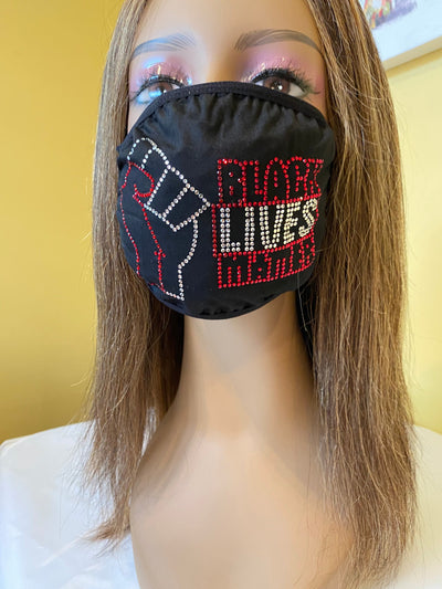 Black Lives Matter Red Rhinestone Bling Face Mask
