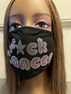 Breast Cancer Awareness F*ck Cancer Bling Face Mask Rhinestone