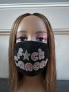Breast Cancer Awareness F*ck Cancer Bling Face Mask Rhinestone