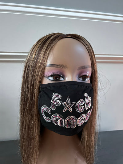 Breast Cancer Awareness F*ck Cancer Bling Face Mask Rhinestone