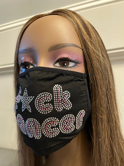 Breast Cancer Awareness F*ck Cancer Bling Face Mask Rhinestone