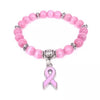Breast Cancer Awareness Natural Tiger Eye Stone Bracelet Pink