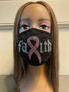 Breast Cancer Awareness Pink Ribbon Bling Face Mask Rhinestone