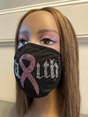 Breast Cancer Awareness Pink Ribbon Bling Face Mask Rhinestone