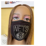 Brooklyn Nets Rhinestone Bling Face Mask Washable