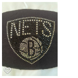 Brooklyn Nets Rhinestone Bling Face Mask Washable
