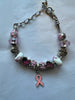 Breast Cancer Awareness Bling Ribbon Charm Bracelet