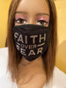 Christian Faith Over Fear Rhinestone Bling Face Mask Clear Crystal