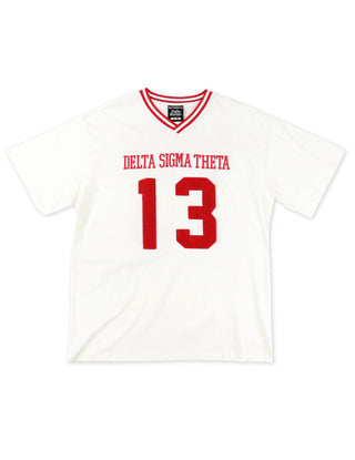 Delta Sigma Theta ΔΣΘ Chenille Oversize Football Jersey Ivory