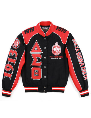 Delta Sigma Theta Twill Racing Jacket Black