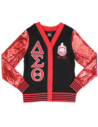 Delta Sigma Theta Sequin Cardigan Black