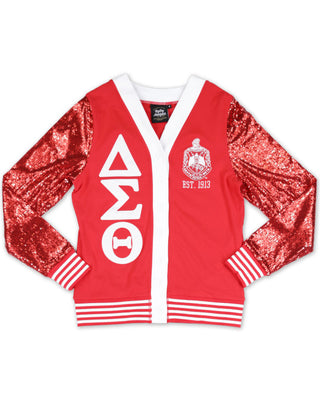 Delta Sigma Theta Sequin Cardigan Red