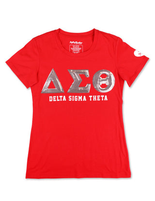 Delta Sigma Theta ΔΣΘ Sequin Patch Tee Red