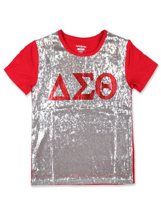 Delta Sigma Theta ΔΣΘ Sequin T-Shirt Silver