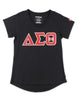 Delta Sigma Theta ΔΣΘ V Neck Glitter Tee Black