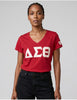 Delta Sigma Theta ΔΣΘ V Neck Glitter Tee Red